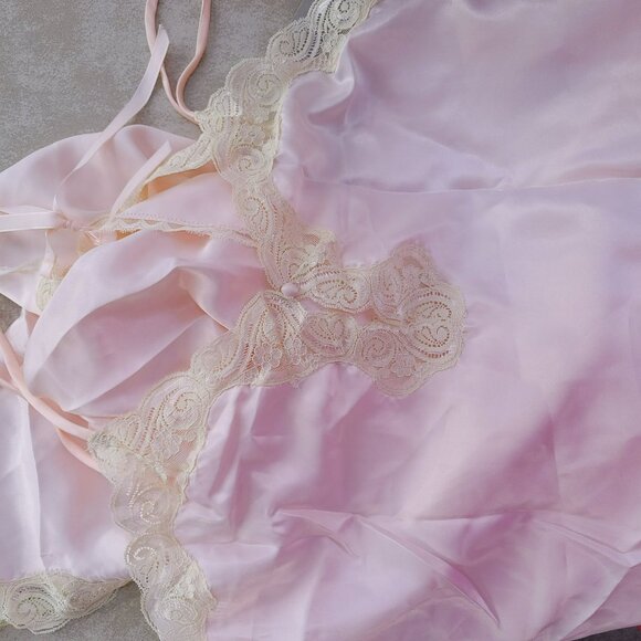 Hidden Fantasies Pink Nightgown & Bedjacket Vintage 80s Peignoir Set Small - Picture 4 of 16